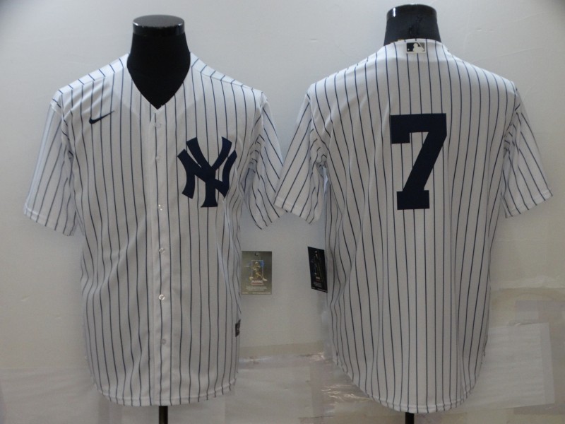 Men's New York Yankees Mickey Mantle #7 White Home Name Jersey